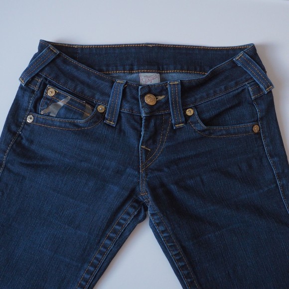 True Religion Billy Gold Foil Flap Pocket Straight Jeans 26X32 - Picture 8 of 12